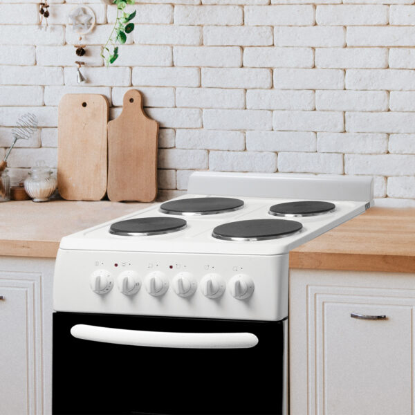 Cocina Electrica 4 Hornallas Loza Blanca Brolux - Imagen 2