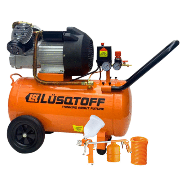 Compresor Bicilindrico Monofasico 3.5HP 50 Litros + Kit 3Pz Lusqtoff